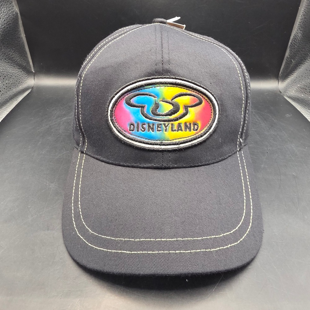 Vintage Disney Disneyland Hat Strapback OSFM Black Rainbow Mickey Adjustable NWT